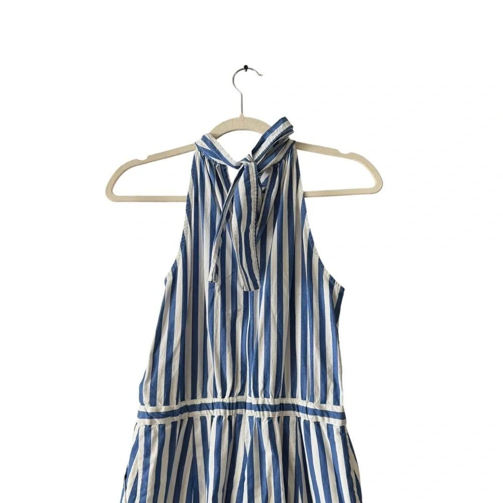 J.Crew Blue White Stripe Halter Jumpsuit‎ Coastal Nautical Size 2